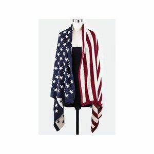 Diona J Star Spangled Arylic Women Patriotic USA American Flag Wrap Scarf shawl